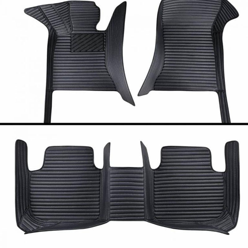 Buy Black Luxury Leather Stripe Car Mats