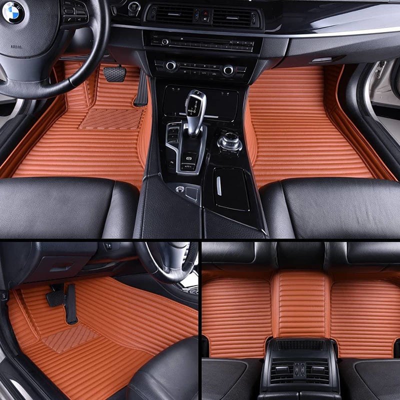 Buy Brown Luxury Leather Stripe Car Mats