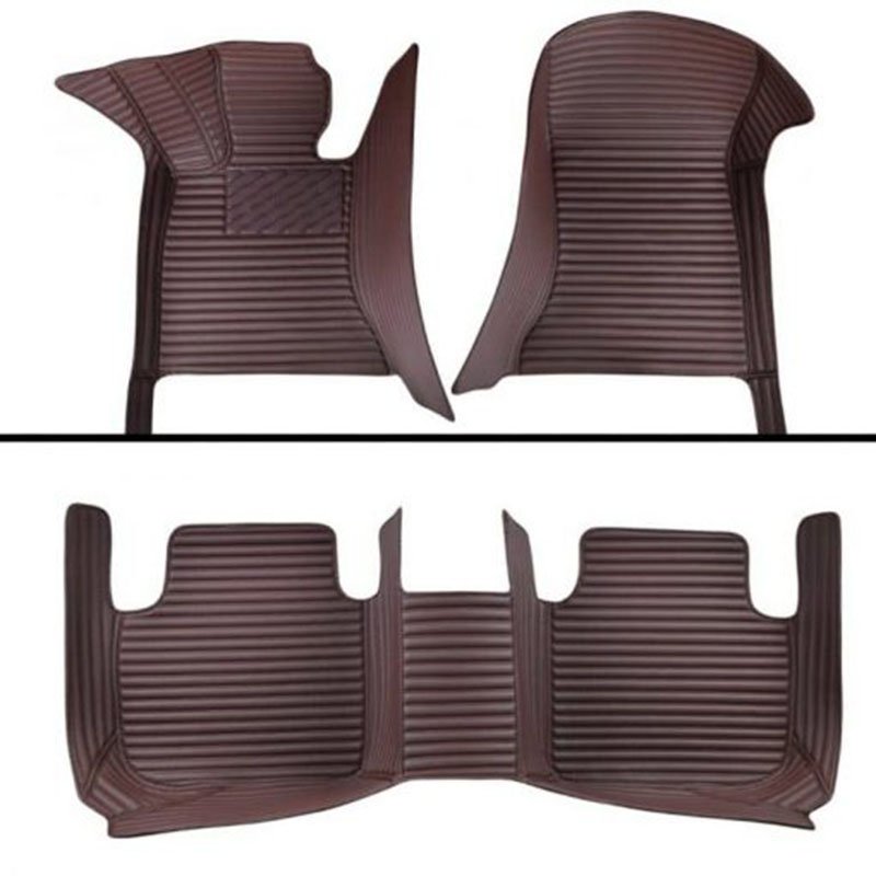 Buy Dark Brown Luxury Leather Stripe Car Mats