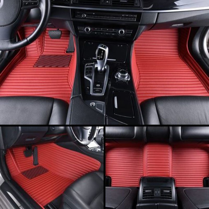 Buy Maroon Luxury Leather Stripe Car Mats