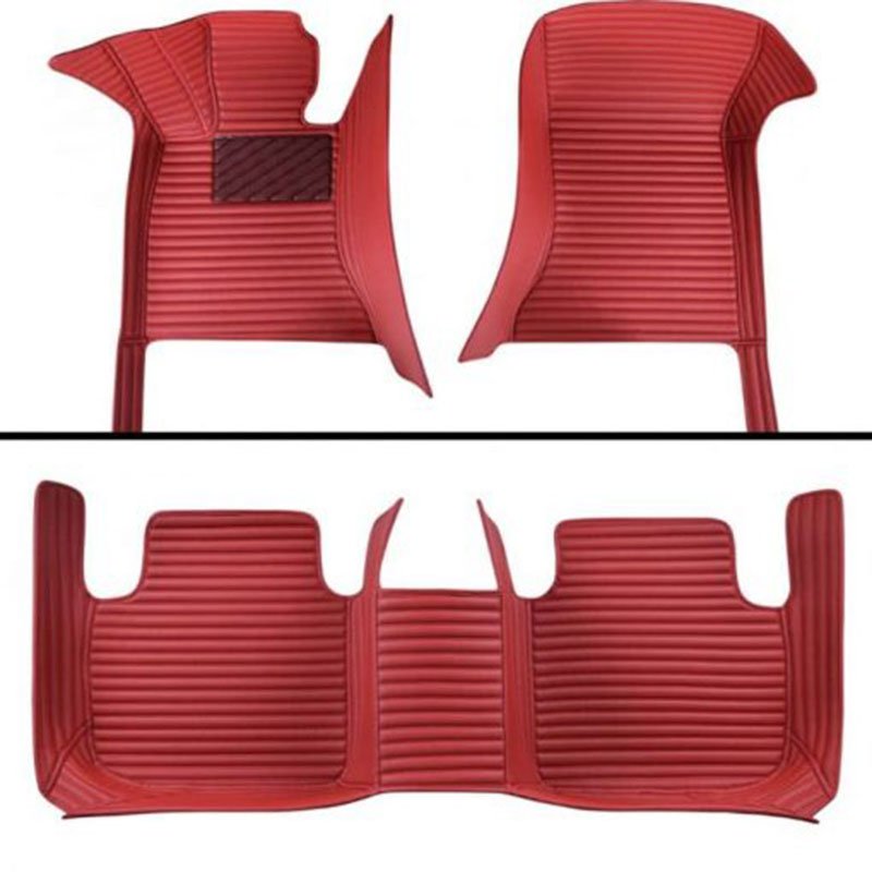 Buy Maroon Luxury Leather Stripe Car Mats